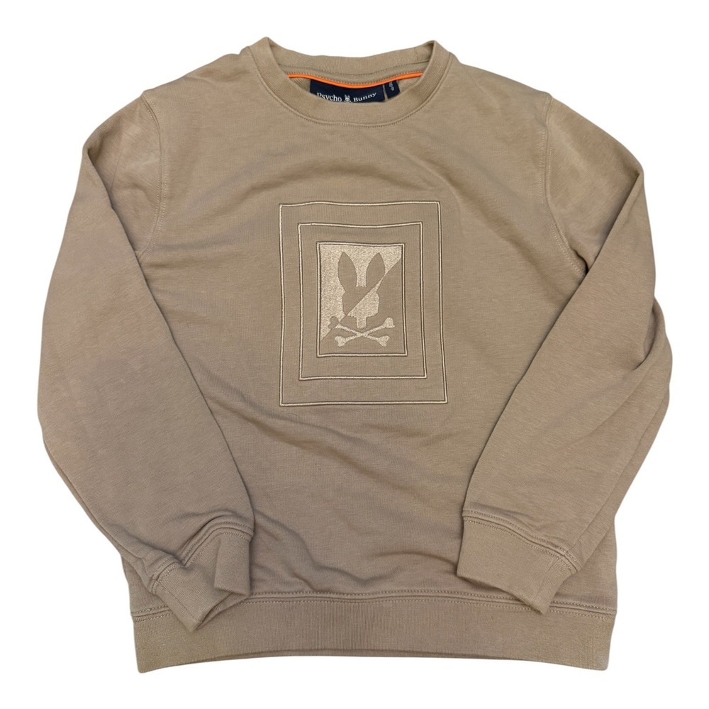 Boys Psycho Bunny Beige Pullover Embroidered Sweater Sweatshirt Size 5/6 XS
